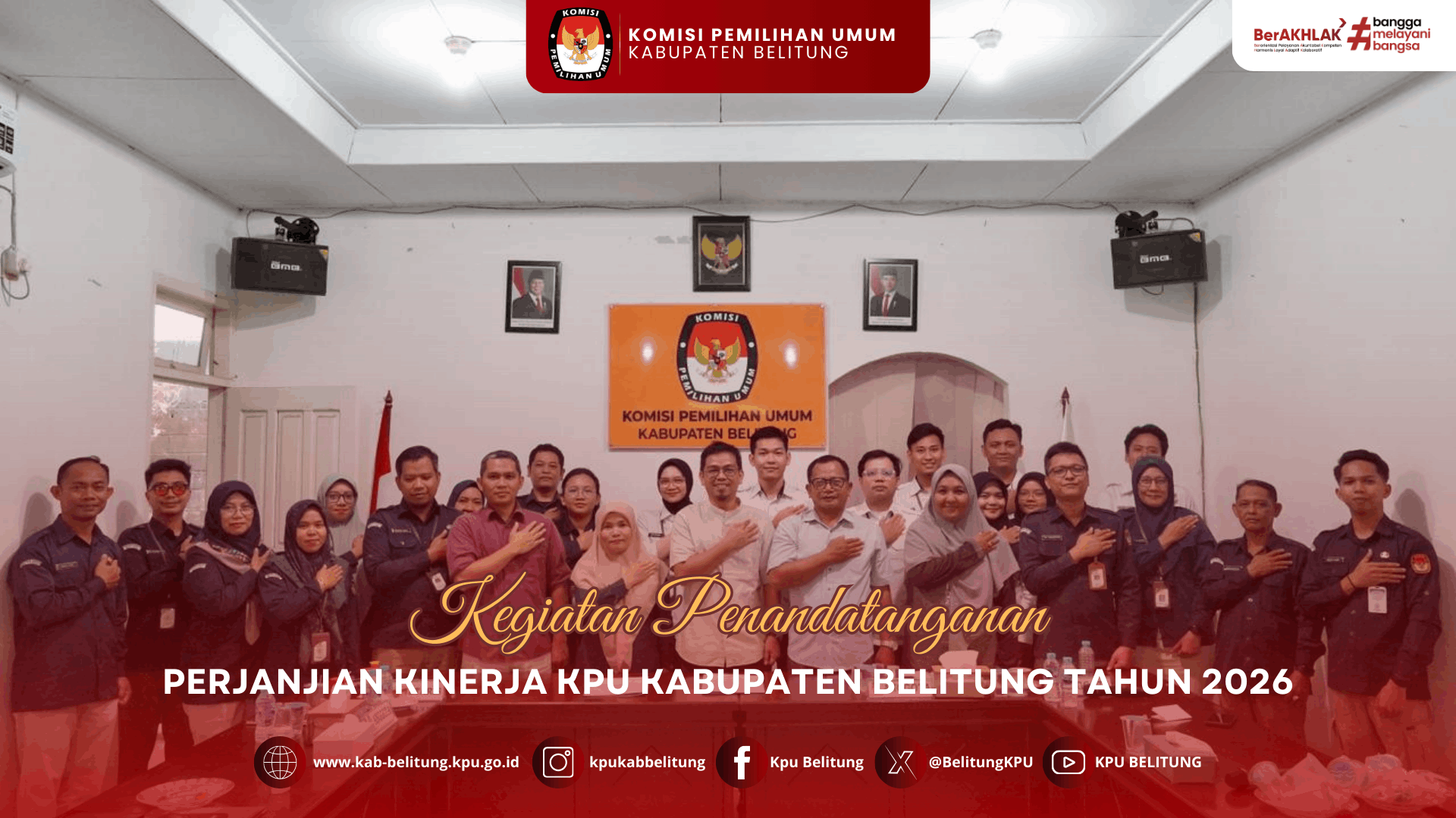 Kegiatan Penandatanganan Perjanjian Kinerja KPU Kabupaten Belitung Tahun 2026